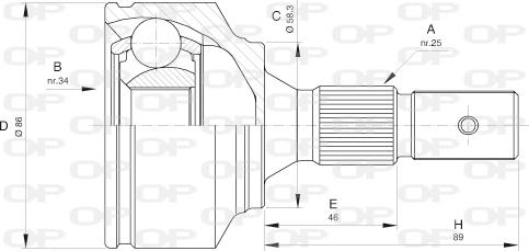 Open Parts CVJ5529.10 - Шарнирный комплект, ШРУС, приводной вал autospares.lv