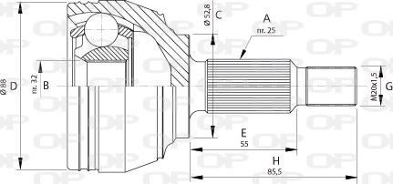 Open Parts CVJ5697.10 - Шарнирный комплект, ШРУС, приводной вал autospares.lv