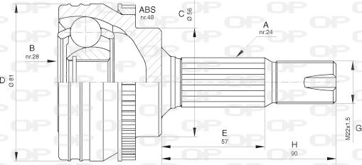 Open Parts CVJ5649.10 - Шарнирный комплект, ШРУС, приводной вал autospares.lv