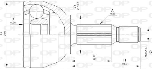 Open Parts CVJ5654.10 - Шарнирный комплект, ШРУС, приводной вал autospares.lv