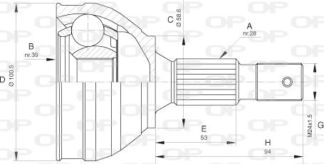 Open Parts CVJ5653.10 - Шарнирный комплект, ШРУС, приводной вал autospares.lv