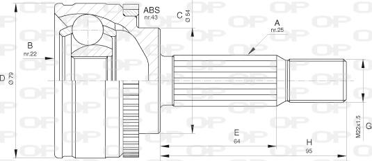 Open Parts CVJ5661.10 - Шарнирный комплект, ШРУС, приводной вал autospares.lv