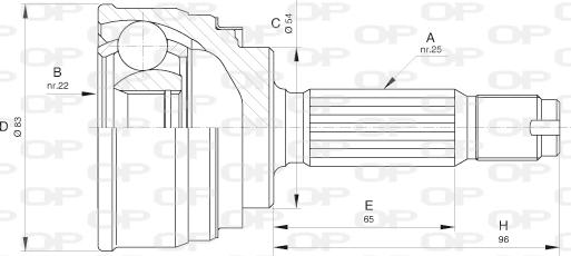 Open Parts CVJ5608.10 - Шарнирный комплект, ШРУС, приводной вал autospares.lv