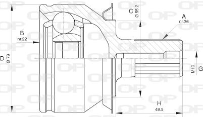 Open Parts CVJ5630.10 - Шарнирный комплект, ШРУС, приводной вал autospares.lv