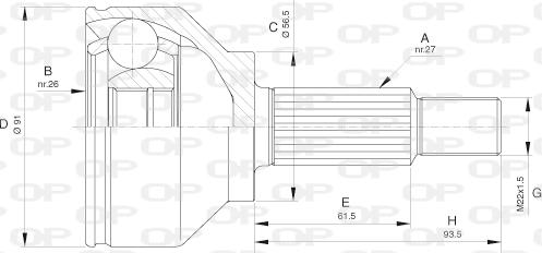 Open Parts CVJ5620.10 - Шарнирный комплект, ШРУС, приводной вал autospares.lv