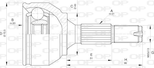 Open Parts CVJ5622.10 - Шарнирный комплект, ШРУС, приводной вал autospares.lv