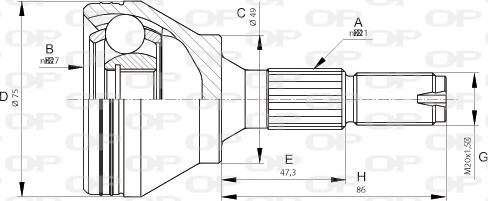 Open Parts CVJ5677.10 - Шарнирный комплект, ШРУС, приводной вал autospares.lv