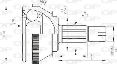 Open Parts CVJ5093.10 - Шарнирный комплект, ШРУС, приводной вал autospares.lv