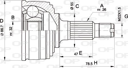 Open Parts CVJ5049.10 - Шарнирный комплект, ШРУС, приводной вал autospares.lv