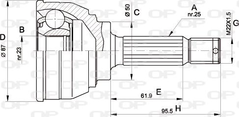 Open Parts CVJ5044.10 - Шарнирный комплект, ШРУС, приводной вал autospares.lv