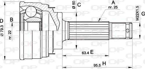 Open Parts CVJ5043.10 - Шарнирный комплект, ШРУС, приводной вал autospares.lv