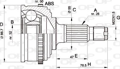 Open Parts CVJ5050.10 - Шарнирный комплект, ШРУС, приводной вал autospares.lv