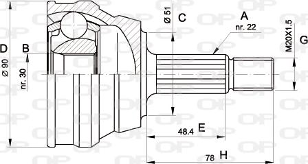 Open Parts CVJ5008.10 - Шарнирный комплект, ШРУС, приводной вал autospares.lv