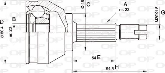 Open Parts CVJ5002.10 - Шарнирный комплект, ШРУС, приводной вал autospares.lv