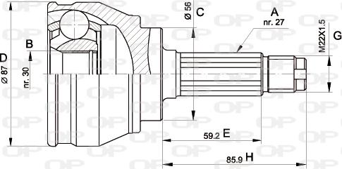 Open Parts CVJ5083.10 - Шарнирный комплект, ШРУС, приводной вал autospares.lv