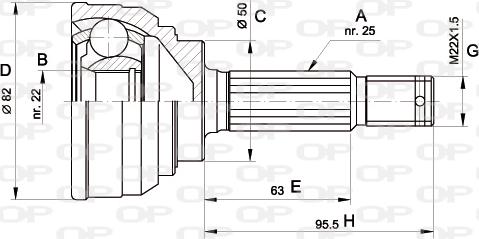 Open Parts CVJ5022.10 - Шарнирный комплект, ШРУС, приводной вал autospares.lv