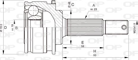 Open Parts CVJ5196.10 - Шарнирный комплект, ШРУС, приводной вал autospares.lv
