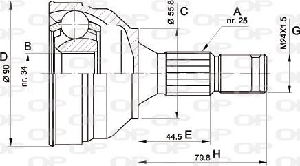 Open Parts CVJ5141.10 - Шарнирный комплект, ШРУС, приводной вал autospares.lv