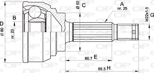 Open Parts CVJ5103.10 - Шарнирный комплект, ШРУС, приводной вал autospares.lv