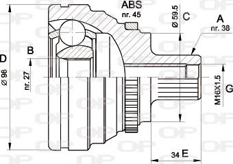 Open Parts CVJ5174.10 - Шарнирный комплект, ШРУС, приводной вал autospares.lv