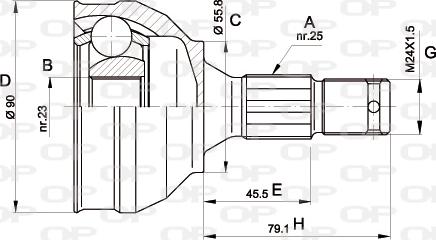 Open Parts CVJ5177.10 - Шарнирный комплект, ШРУС, приводной вал autospares.lv