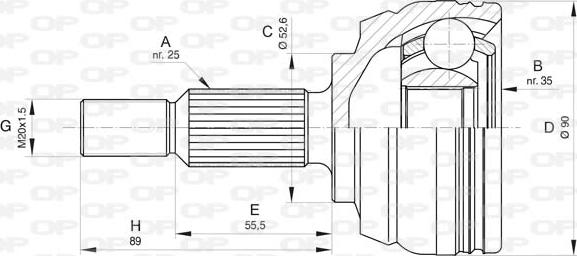 Open Parts CVJ5801.10 - Шарнирный комплект, ШРУС, приводной вал autospares.lv