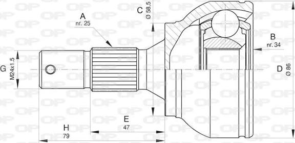 Open Parts CVJ5802.10 - Шарнирный комплект, ШРУС, приводной вал autospares.lv