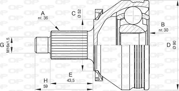 Open Parts CVJ5831.10 - Шарнирный комплект, ШРУС, приводной вал autospares.lv