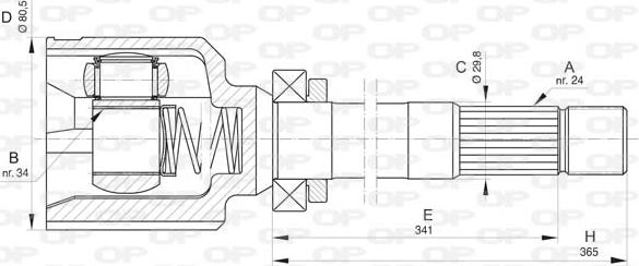 Open Parts CVJ5829.20 - Шарнирный комплект, ШРУС, приводной вал autospares.lv