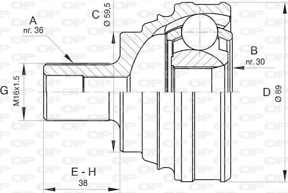 Open Parts CVJ5828.10 - Шарнирный комплект, ШРУС, приводной вал autospares.lv