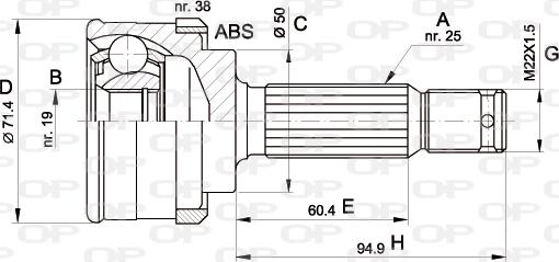 Open Parts CVJ5393.10 - Шарнирный комплект, ШРУС, приводной вал autospares.lv