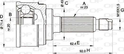 Open Parts CVJ5349.10 - Шарнирный комплект, ШРУС, приводной вал autospares.lv