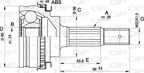 Open Parts CVJ5341.10 - Шарнирный комплект, ШРУС, приводной вал autospares.lv