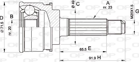 Open Parts CVJ5348.10 - Шарнирный комплект, ШРУС, приводной вал autospares.lv
