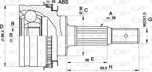 Open Parts CVJ5342.10 - Шарнирный комплект, ШРУС, приводной вал autospares.lv