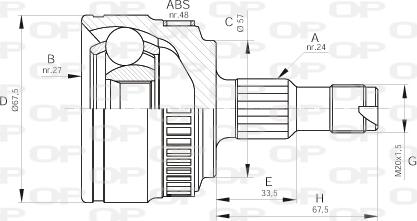 Open Parts CVJ5354.10 - Шарнирный комплект, ШРУС, приводной вал autospares.lv