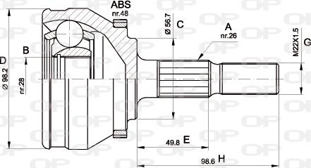 Open Parts CVJ5355.10 - Шарнирный комплект, ШРУС, приводной вал autospares.lv