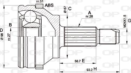 Open Parts CVJ5358.10 - Шарнирный комплект, ШРУС, приводной вал autospares.lv