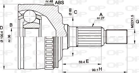 Open Parts CVJ5360.10 - Шарнирный комплект, ШРУС, приводной вал autospares.lv