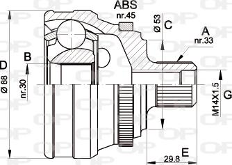 Open Parts CVJ5304.10 - Шарнирный комплект, ШРУС, приводной вал autospares.lv