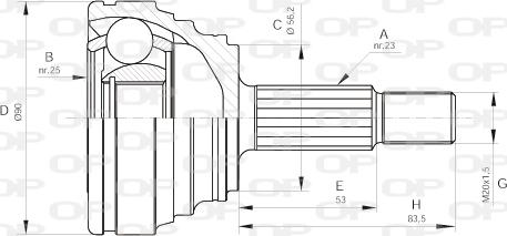 Open Parts CVJ5312.10 - Шарнирный комплект, ШРУС, приводной вал autospares.lv