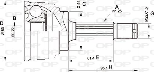Open Parts CVJ5325.10 - Шарнирный комплект, ШРУС, приводной вал autospares.lv