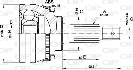 Open Parts CVJ5321.10 - Шарнирный комплект, ШРУС, приводной вал autospares.lv