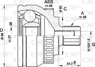 Open Parts CVJ5376.10 - Шарнирный комплект, ШРУС, приводной вал autospares.lv