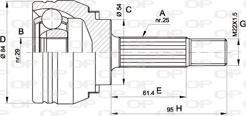 Open Parts CVJ5372.10 - Шарнирный комплект, ШРУС, приводной вал autospares.lv