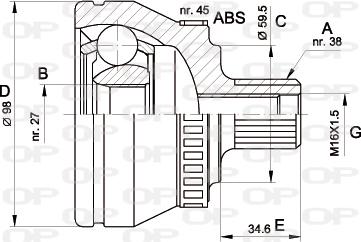 Open Parts CVJ5261.10 - Шарнирный комплект, ШРУС, приводной вал autospares.lv