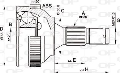 Open Parts CVJ5206.10 - Шарнирный комплект, ШРУС, приводной вал autospares.lv