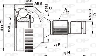 Open Parts CVJ5208.10 - Шарнирный комплект, ШРУС, приводной вал autospares.lv