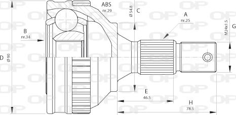 Open Parts CVJ5216.10 - Шарнирный комплект, ШРУС, приводной вал autospares.lv