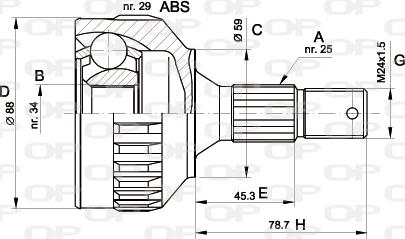 Open Parts CVJ5287.10 - Шарнирный комплект, ШРУС, приводной вал autospares.lv